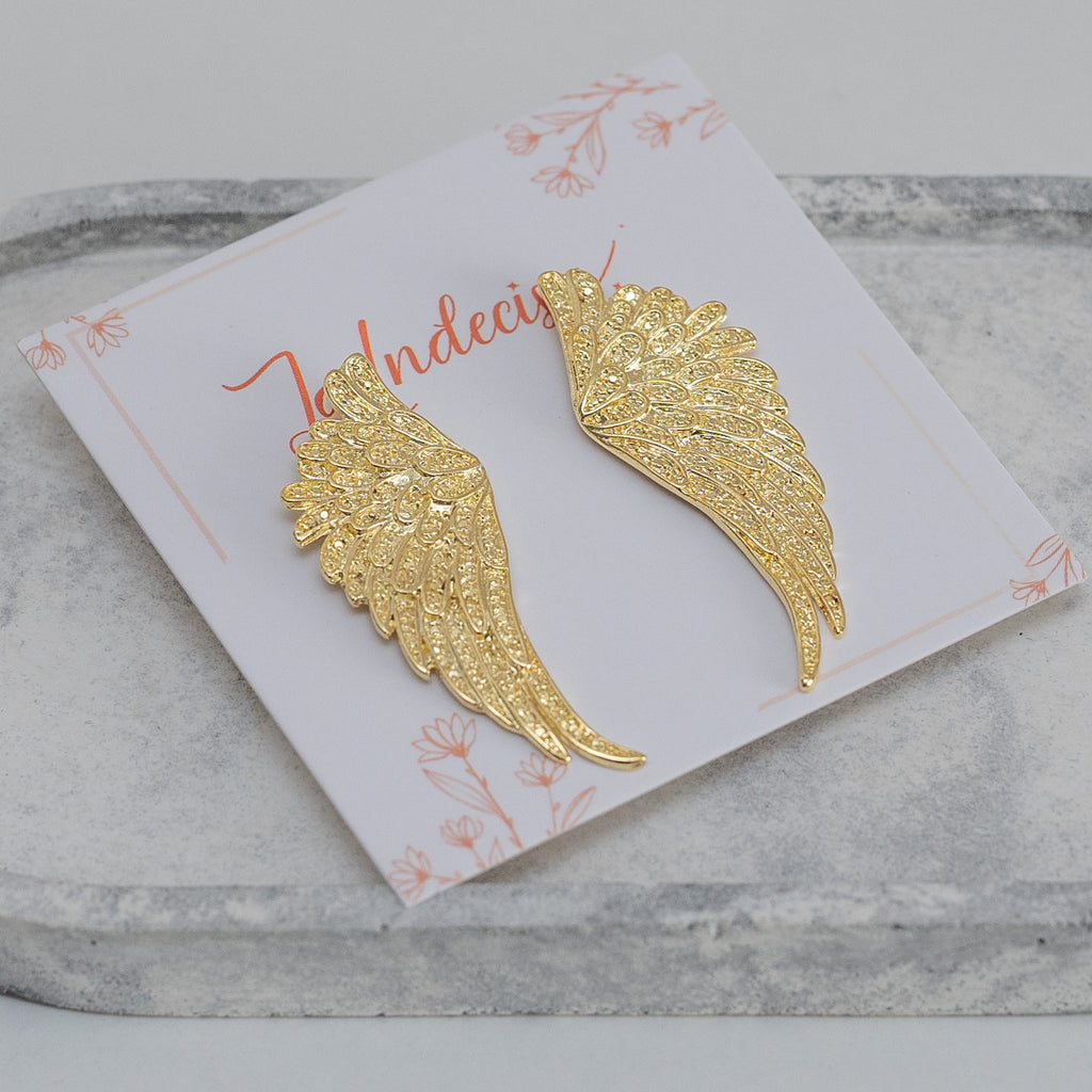 Aros Alas Doradas Chapados en Oro – Diseño Texturado
