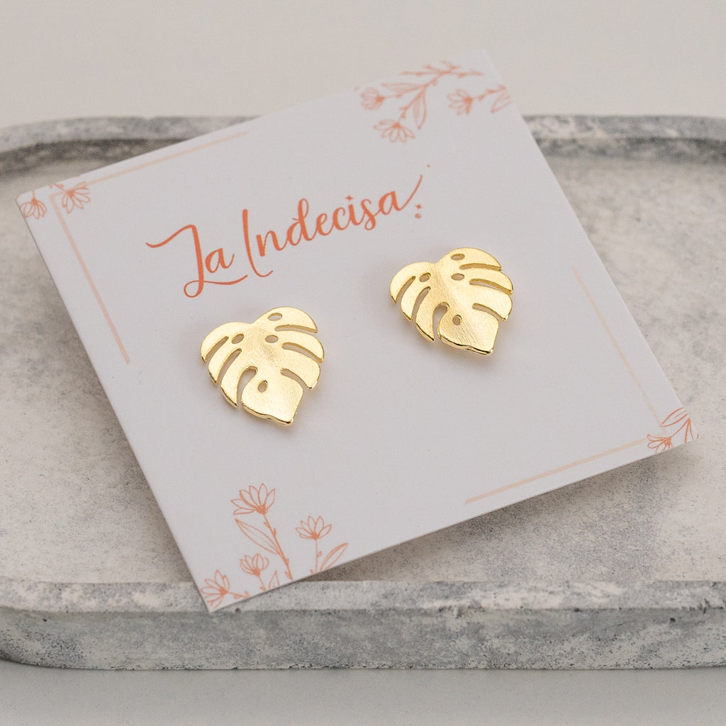 Aros Hoja Monstera Chapados en Oro o Plata