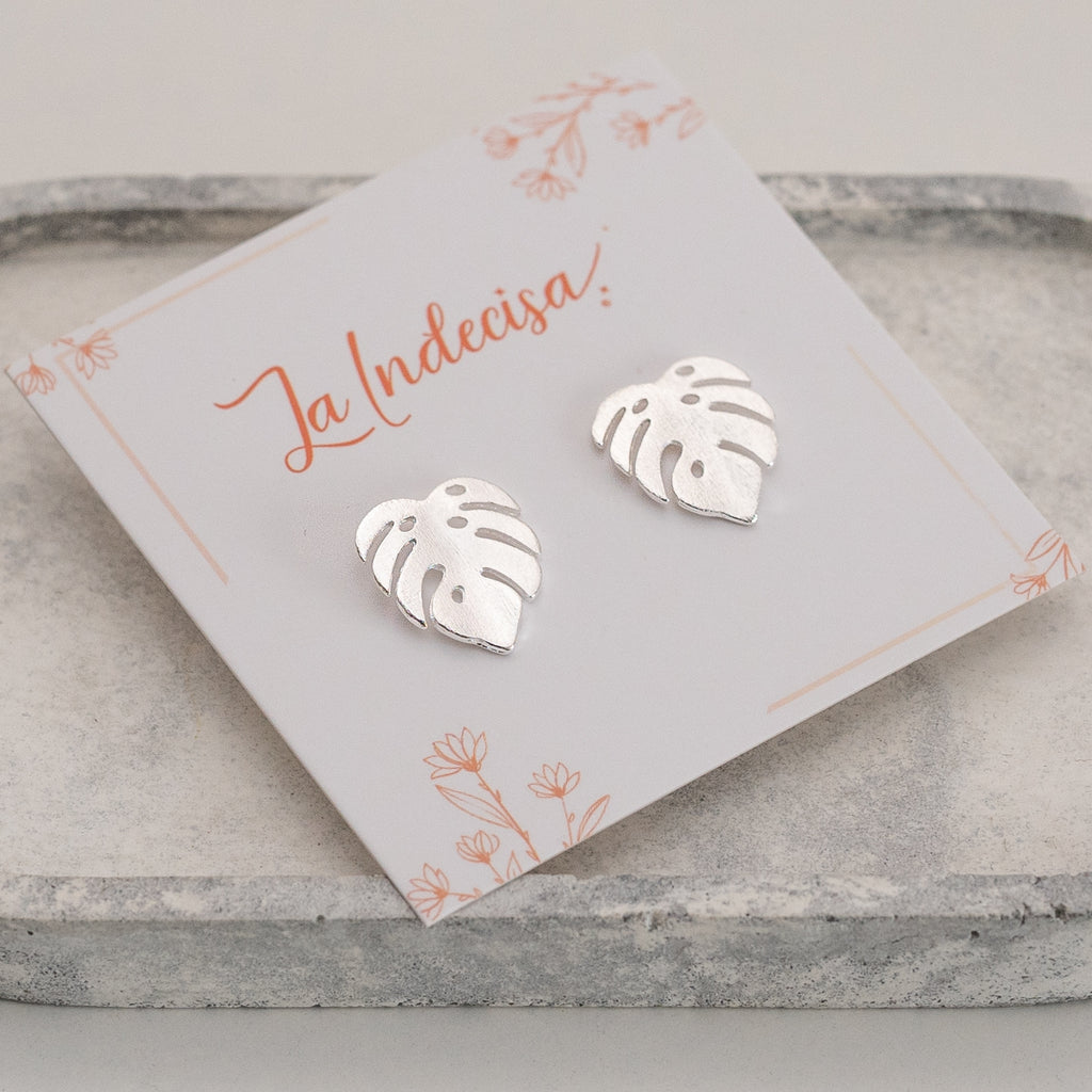 Aros Hoja Monstera Chapados en Oro o Plata