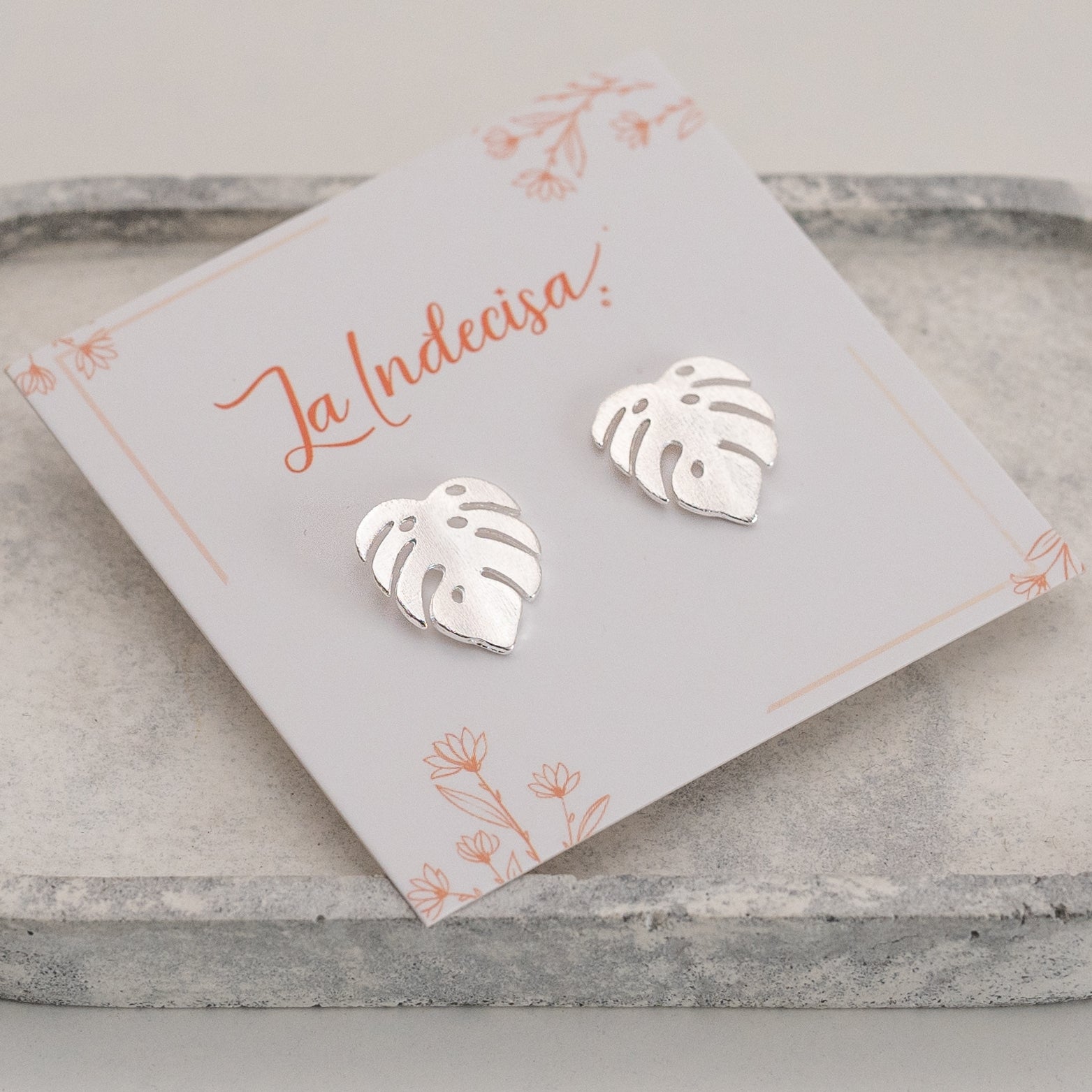 Aros Hoja Monstera Chapados en Oro o Plata