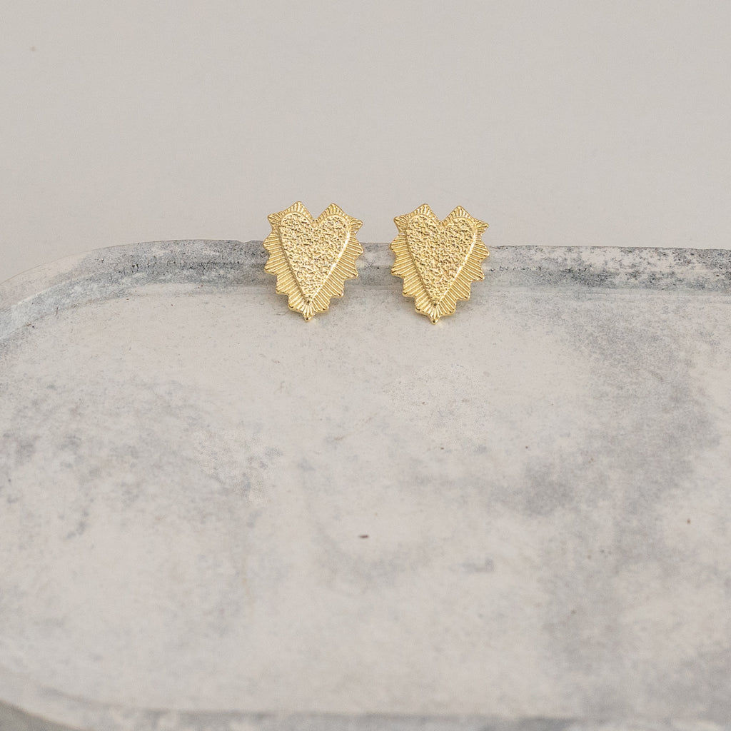 Aros Corazón Mexicano Chapados en Oro