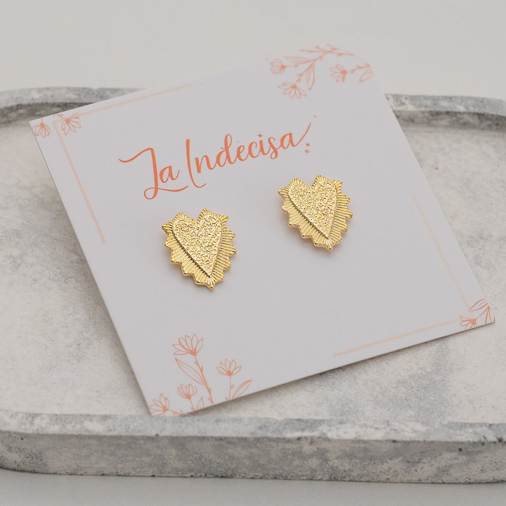 Aros Corazón Mexicano Chapados en Oro