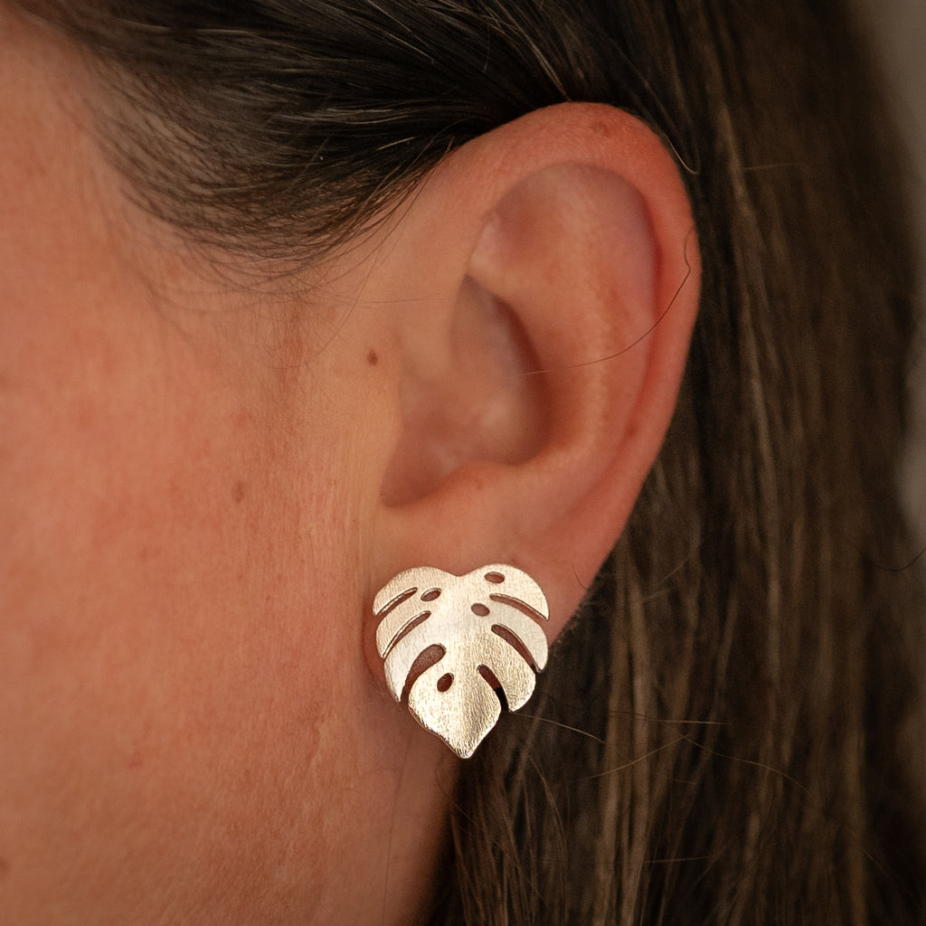 Aros Hoja Monstera Chapados en Oro o Plata
