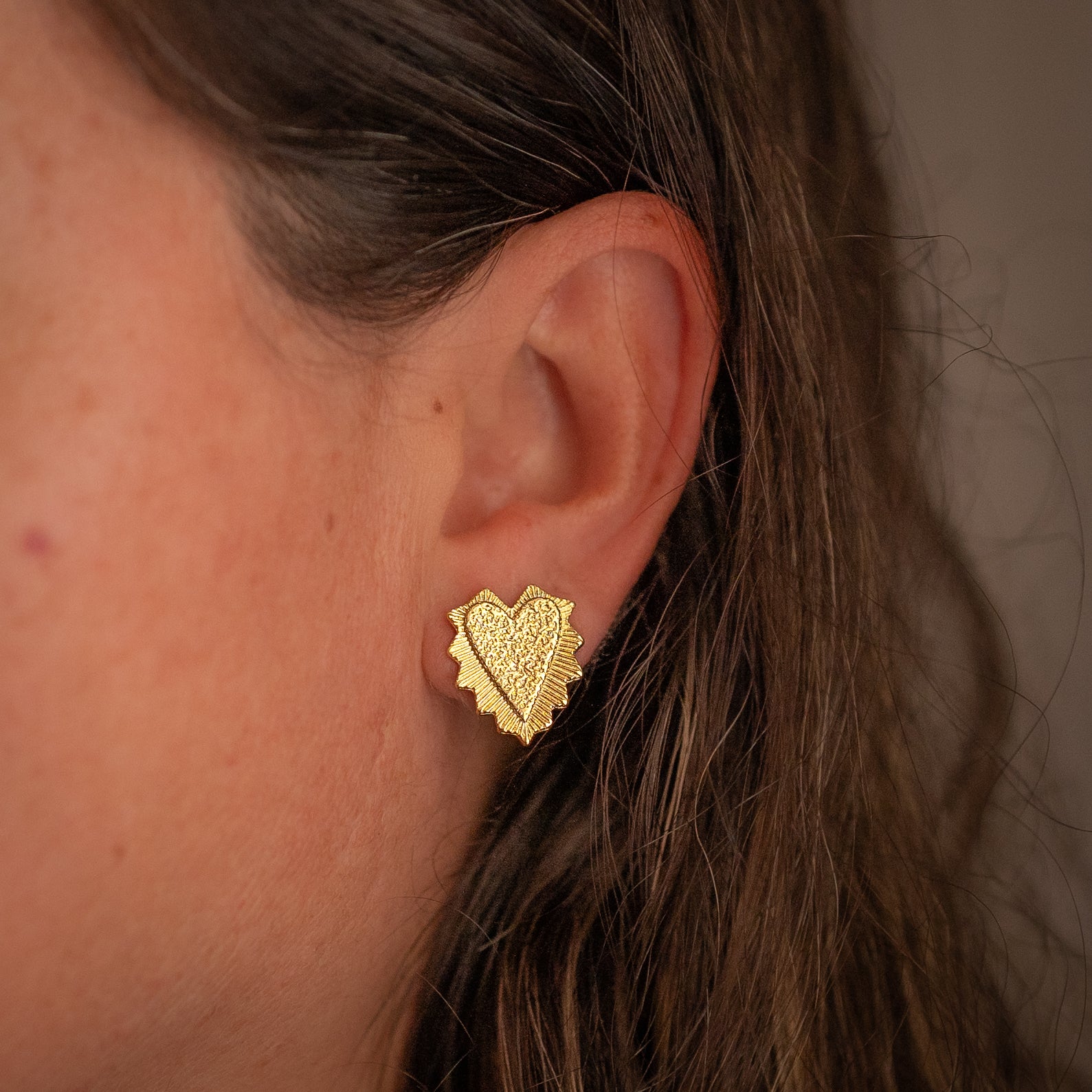 Aros Corazón Mexicano Chapados en Oro