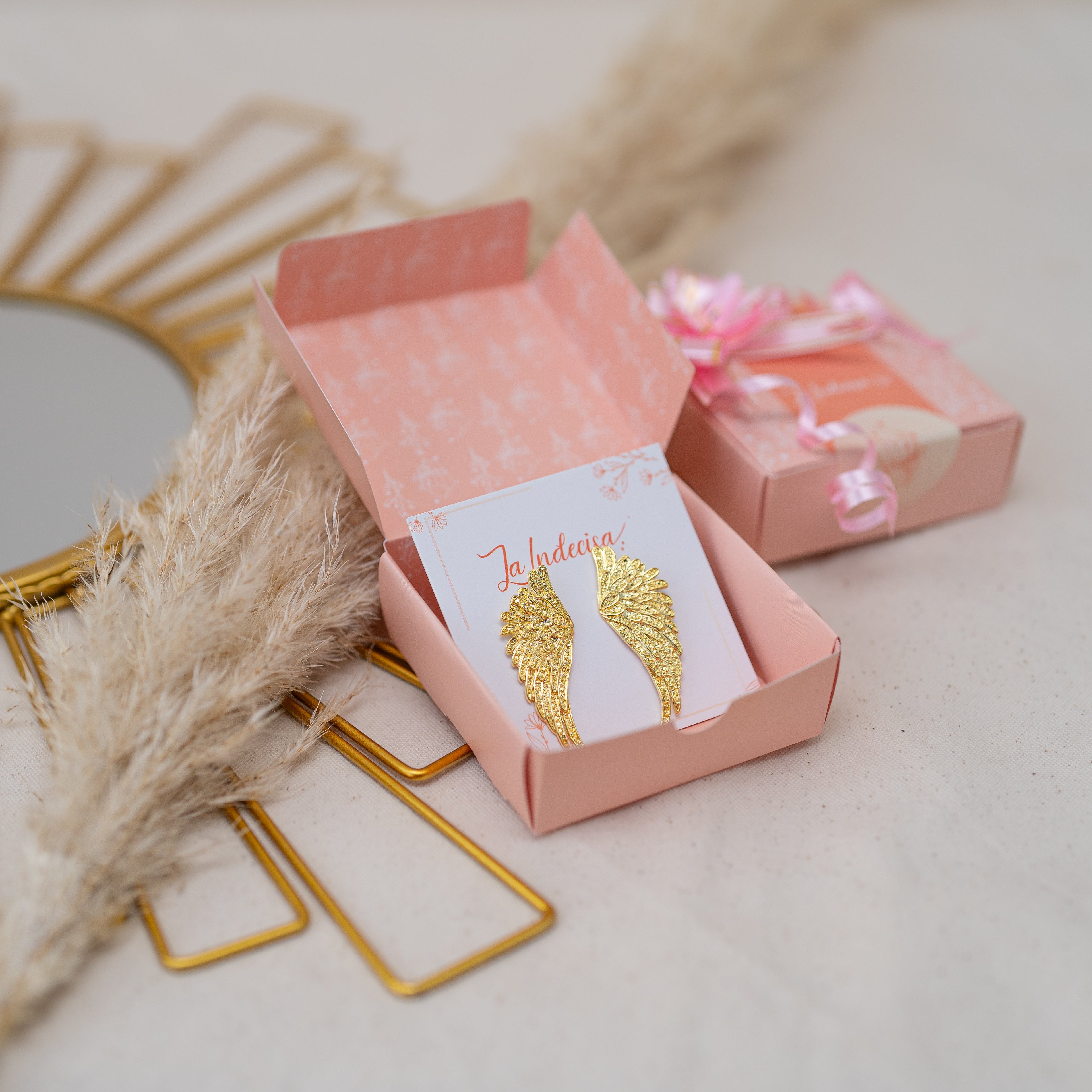 Aros Alas Doradas Chapados en Oro – Diseño Texturado