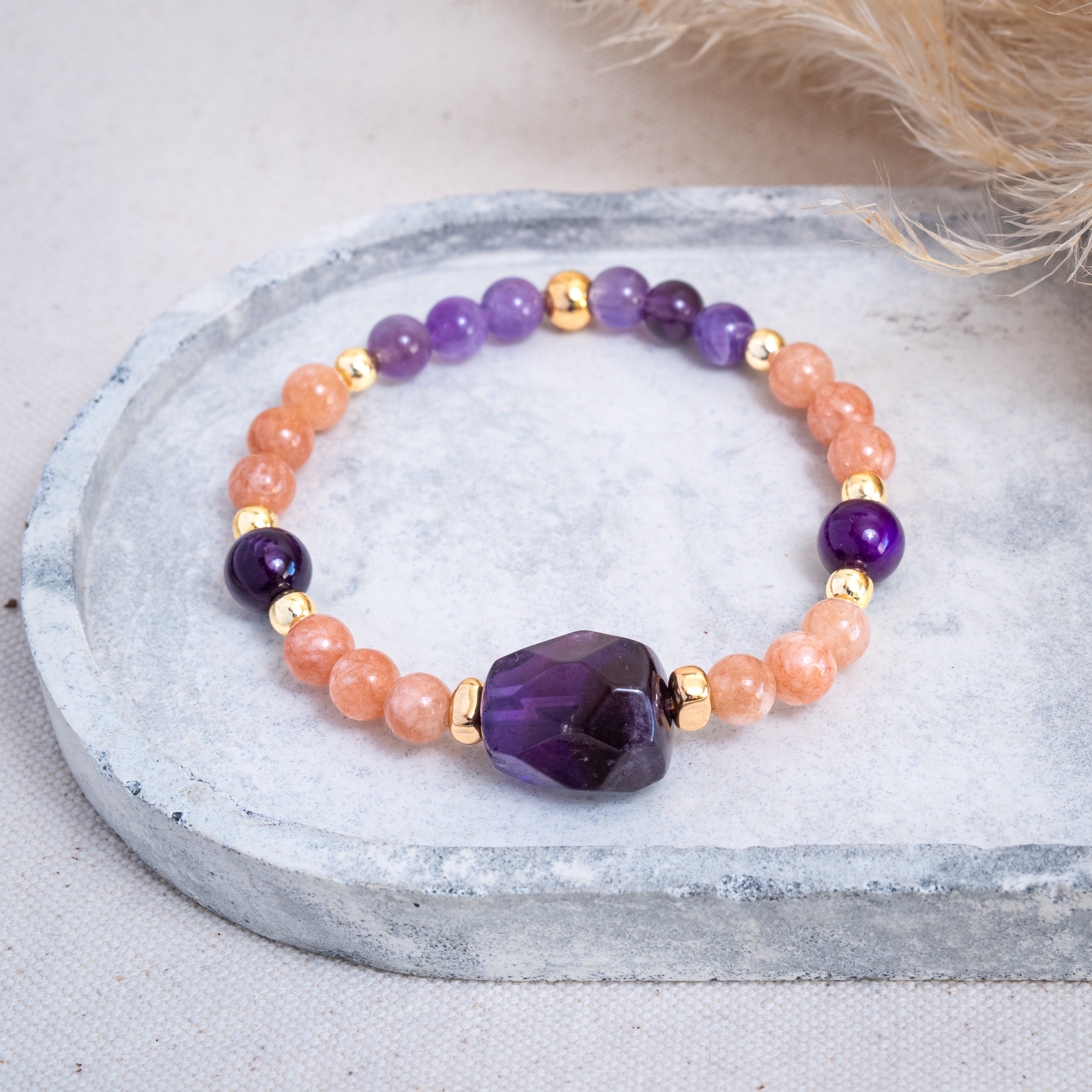 Pulsera Amatista Peach Moonstone