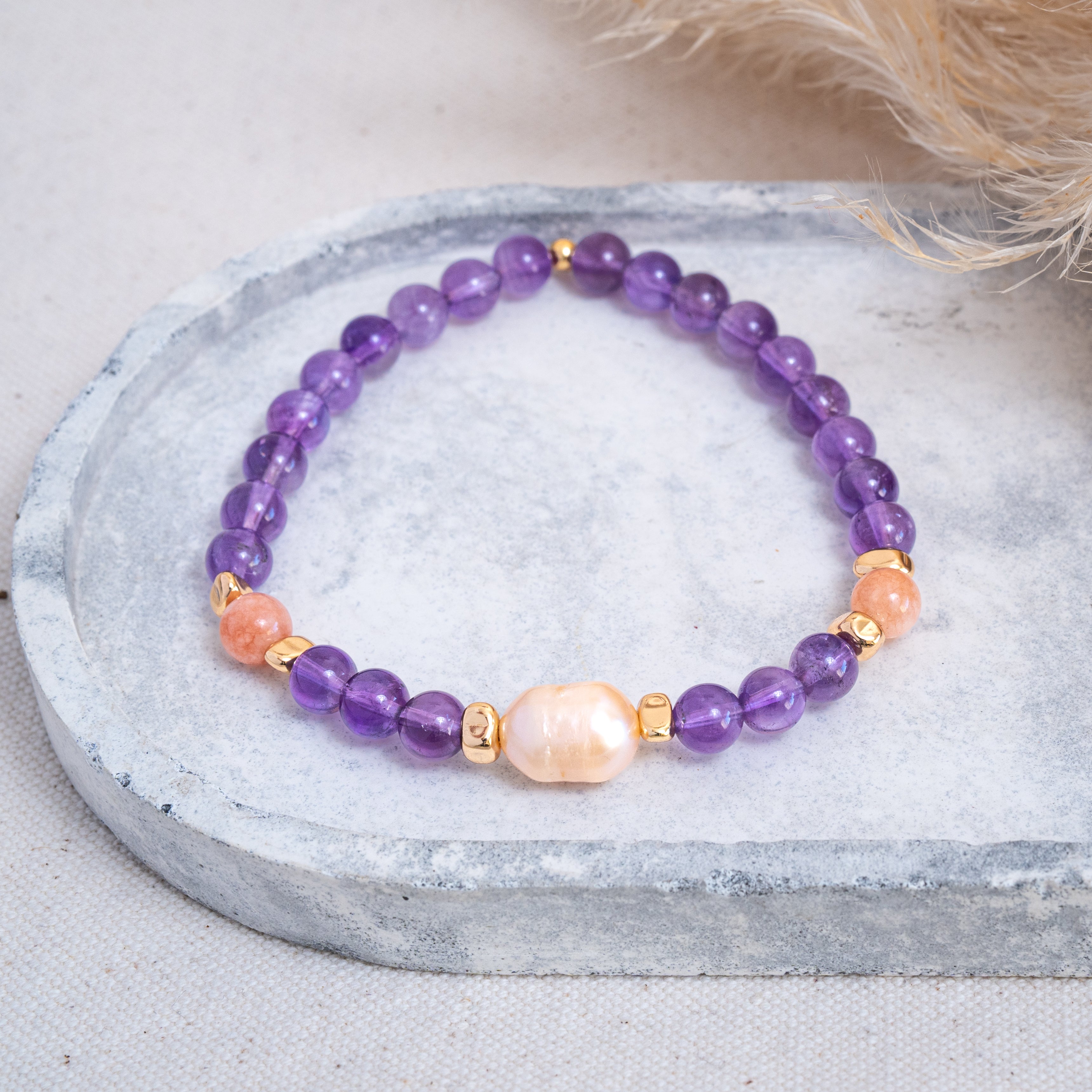 Pulsera Amatista con Perla de Río