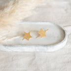 Aros Estrella Minimalistas – Chapados en Oro o Plata (Gancho Largo)