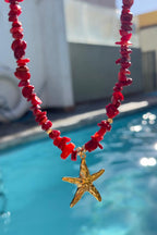 Collar de Coral Rojo con Estrella
